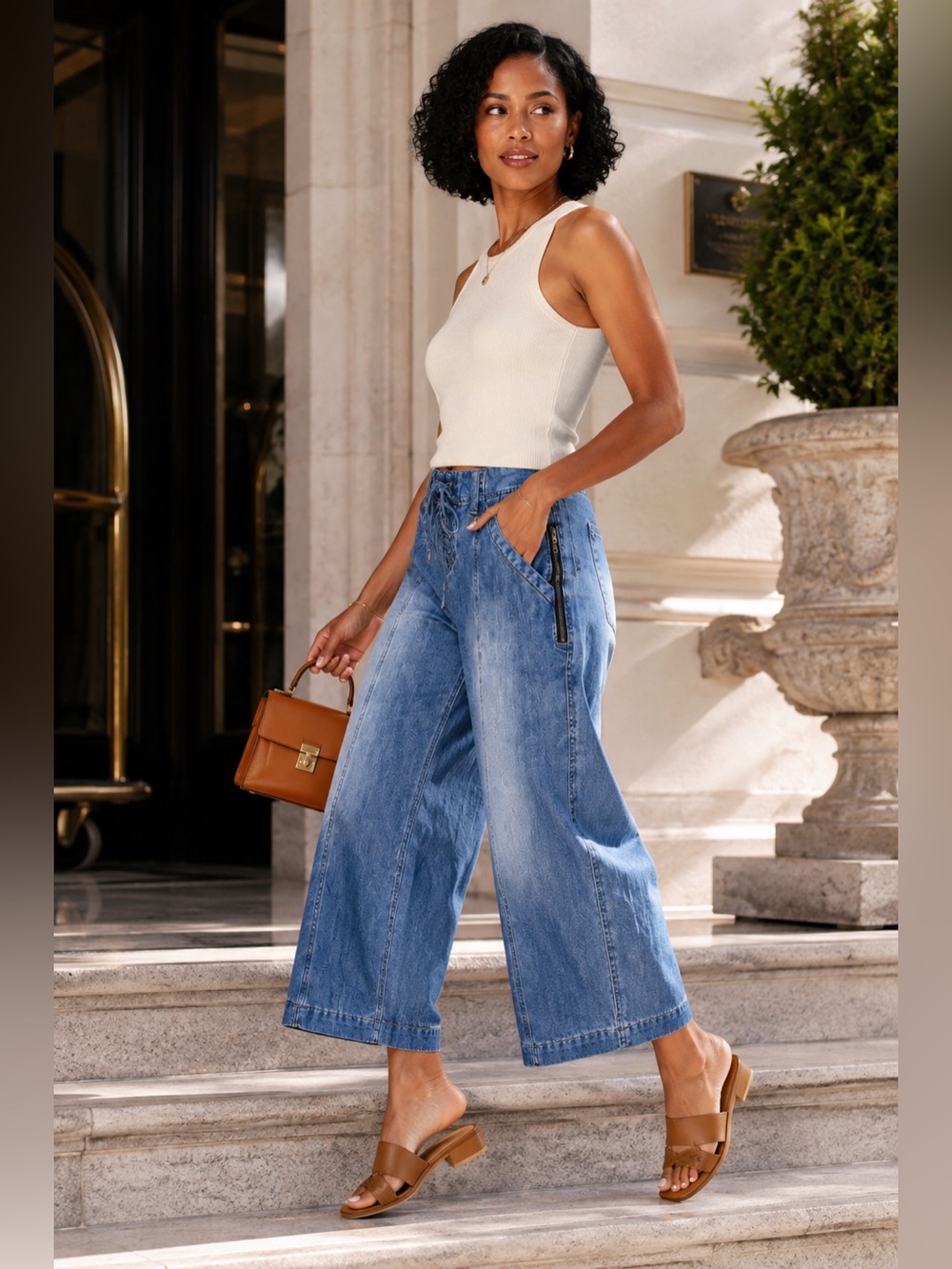 Liverpool Crop Straight Jeans 6/28 Lace Up Side Zip Wide Leg NWOT